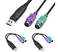 HAAMNING7 Adaptador de PS2 a USB, Cable adaptador de teclado y ratón, PS/2 hembra a USB, enchufe macho con Chip, 2 uds., 2 en 1, cable convertidor de PS2 a USB 2,0