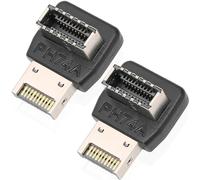 HAAMNING7 Adaptador USB 3.2 Tipo-E de 90 Grados, Adaptador de Conector Interno del Panel Frontal USB 3.2 Tipo-E Macho a Hembra Tipo-E (Paquete de 2)