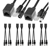 HAAMNING7 Adaptadores pasivos de alimentación Ethernet RJ45 PoE Divisor de inyector 5,5 x 2,1 mm DC Adaptador de Corriente, 4 pares