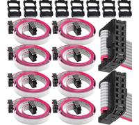 HAAMNING7 Cable plano de 8 piezas de 10 pines con conector plano, cables IDC de 2,54 mm de paso, calibre 28 AWG, cable de datos F/F con 8 conectores FC-10P para placa base, 30 cm/11,81 pulgadas