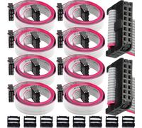 HAAMNING7 Cable plano de 8 piezas de 14 pines con conector plano, cables IDC de 2,54 mm de paso, calibre 28 AWG, cable de datos F/F con 8 conectores FC-14P para placa base, 30 cm/11,81 pulgadas