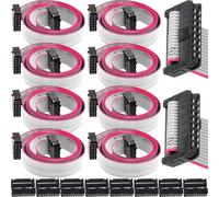 HAAMNING7 Cable plano de 8 piezas de 16 pines con conector plano, cables IDC de 2,54 mm de paso, calibre 28 AWG, cable de datos F/F con 8 conectores FC-16P para placa base, 30 cm/11,81 pulgadas