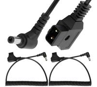 HAAMNING7 D-Tap to DC5525 12V Coiled Cable, Replacement Dtap to Right Angled DC 5.5mmx2.1mm 12V Power Coiled Cable Cord for KI-PRO LCD, Black Magic (2 Pack)