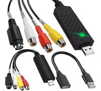 HAAMNING7 Dispositivo de captura de video RCA a USB, convertidor de audio y video USB 2.0, grabador, VCR, conversión a digital desde VCR, VHS, Mini DV, Hi8, DVD