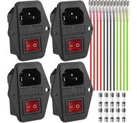 HAAMNING7 Enchufe del módulo de entrada Interruptor basculante Enchufe de alimentación IEC320 C14 5A Interruptor de fusible 10A 250V 3 pines para computadora de hervidor, enchufe de 4 piezas