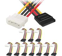 HAAMNING7 paquete de 10 SATA a Molex, 4 pines LP4 macho a 15 pines SATA hembra adaptador de cable de alimentación para disco duro SATA unidad de DVD