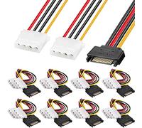 HAAMNING7 Paquete de 8 SATA a Dual Molex LP4, 15 pines SATA macho a 2 x 4 pines Molex IDE hembra Y adaptador de cable de alimentación divisor para disco duro HDD