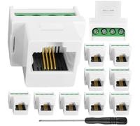 HAAMNING7 RJ11 Tornillo Jack CAT3 Teléfono Keystone Jack, RJ11 6P4C Hembra Tornillo Terminal Adaptador con Teléfono Módulo de cuatro núcleos (10Pack, Blanco)