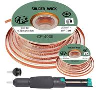 HAAMNING7 Solder Wick Braid with Flux and Desoldering Sucker, 4mm Width Desoldering Wick with Flux No-Clean Soldering Wick Remover Tool Solder Sucker (2 Pack, 3M/10FT)