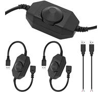 HAAMNING7 Tira de luces LED Interruptor de atenuación Cable USB hembra a macho con controlador de interruptor giratorio regulable Interruptor de luz de cuerda LED de 5V, 2 PCS
