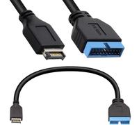HAAMNING7 USB 3.1 Panel Frontal Tipo-E Cabecera a USB 3.0 19/20Pin Cabecera Placa Base Cable de Extensión Adaptador Macho a Macho Transmisión de Datos Línea 200mm/7.87in para ASUS PC Computadora