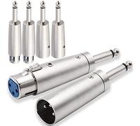 HAAMNING7 XLR 3 Pin Hembra Macho a 1/4" 6.35mm Macho Audio Mono Adaptador TS Socket Jack para Mezclador de Micrófono, Conector XLR Convertidor de Enchufe, Adaptador de Metal, 6 PCS