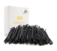 HAARallerliebst® 50 pines Bobby negros - 5 cm pinzas para el pelo para mujer - extra fuertes y duraderas - Caja de regalo sostenible - Horquillas para peinados - Accesorios de peinado (negro, 50