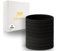 HAARallerliebst 9 gomas para el pelo negras de 6,5 cm extra grandes para hombres, incluye caja, ideal para hombres y mujeres con pelo enormemente grueso, genial, elatisch