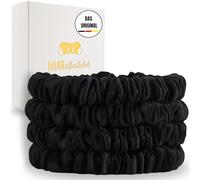 Haarallerliebst Coletero para mujer Scrunchies - Juego de 4 gomas para el pelo 100 % seda en negro - Finas de seda con caja de regalo - Scrunchie seda | seda | Scrunchie