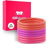 HAARallerliebst® Gomas de silicona unisex para el pelo, 9 unidades, color rosa, coral, agarre ultra fuerte, para hombres, mujeres, niñas, para el pelo, incluye caja para guardar el pelo