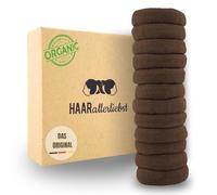 Haarallerliebst Juego de 12 gomas para el pelo para mujer, suaves, sin metal, de algodón orgánico y caucho natural, color marrón oscuro para un agarre fuerte, respetuoso con el cabello y el medio