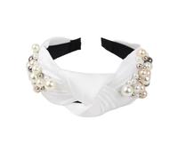 Haarreifen Damen,Perlen Stirnband,Knot Haarreif,Vintage Haarband, Breites Haarschmuck,Perle Geknotet Stirnbänder,Headband für Frauen,Mädchen,Hochzeit Party,Geschenke,Weiß