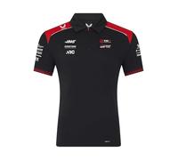 Haas - Polo Oficial para Hombre, Color Caviar/Escarlata Llama, Talla XL