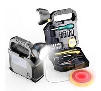HAASHADA Foco LED de búsqueda, kits de herramientas multifuncionales 15 en 1, 20000 lm, 5 modos, linterna LED recargable con juegos de herramientas, cinta métrica, cuchillo, destornillador, mango para