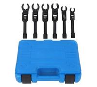 HAAYUHMWT Juego de llaves pata métricas con cabezal flexible for tuercas abocinadas en espacios reducidos. Fabricadas acero (6 piezas) estuche moldeado por soplado