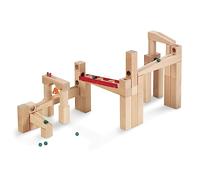 HABA 1136 Ball Track - Large Basic Pack- Large Construction Set with 42 Beechwood Pieces. Includes 6 Glass Marbles and a Little Bell. For Ages 4 and Up (Made in Germany)