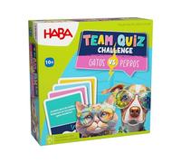 HABA 2010894004 - Team Quiz Challenge - Gatos vs. Perros, Juego de Mesa Familiar de preguntasy respuestas. Más 10 años