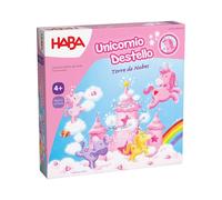 HABA 2012232005 - Unicornio Destello - Torre de Nubes, Juego Infantil de Mesa cooperativo de Habilidad. Más 4 años