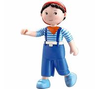 HABA 300516 Little Friends Matze Toy- 4' Boy Dollhouse Toy Figure with Blue Overalls and Red Cap