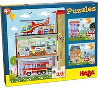 HABA 304186 - Puzzles Pequeños Bomberos 3 Motive je 24 Teile