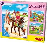 Haba Games Horse Girls 24 Piezas de Rompecabezas Tres Escenas Atractivas Edades