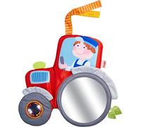 HABA 305407 - Cojín Tractor Suave para portabebés, Cochecito y Cuna con Elementos de Juego para Todos los sentidos, Juguete para bebés a Partir de 6 Meses, Multicolor, Large
