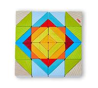HABA Juego de mosaico 3D 305459, 48 bloques, 10 plantillas doble cara, 3+ años, Hecho en Alemania