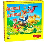 HABA 305523 Animal sobre Animal: El tambaleante Juego de apilar, Juego Infantil de Mesa de Habilidad. Más 4 años