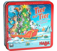 HABA 305525 - Animal sobre Animal, Juego de Habilidad para 2-4 Jugadores a Partir de 4 años, el Popular Juego Motivos navideños