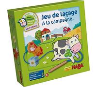 HABA 5895 - Mi Primer Universo de Juegos - La Granja - Juego de enhebrado HABA con 10 Figuras de Madera y 4 Modelos (Fabricado en Alemania)