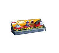 Haba Cars 2013816001 - Juego de 2 Coches de Juguete con Motor oscilante y Escalera, Remolque con Bola de Agua, Acoplamiento magnético, Juguete Educativo para niños a Partir de 2 años