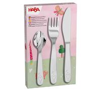 HABA Cubertería infantil de acero inoxidable con diseño de corazón, juego de tenedor, cuchillo y cuchara, apto para lavavajillas, a partir de 12 meses, 2012819004