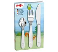 HABA Cubiertos infantiles de acero inoxidable con diseño de oso, juego de tenedor, cuchillo y cuchara, apto para lavavajillas, a partir de 12 meses, 2012819003