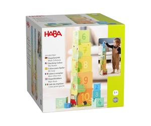 HABA Dados apilables Mi casa - Juego de 10 Piezas de cartón Resistente - promueve la motricidad y la comprensión de los números, a Partir de 12 Meses, apilables para Ahorrar Espacio, 2010937001