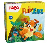 HABA Flipkins 2012193001 - Juego de reacción para Toda la Familia con 4 Monedas de Madera para Voltear, a Partir de 5 años