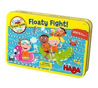 HABA Floaty Fight - un juego de viaje magnético compacto - Colocación de azulejos tontos para edades de 5 y más - ¿Golpearás o perderás tus oponentes flotas?
