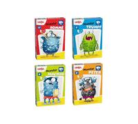 HABA Juego de cartas clásico de monstruos, 4 unidades, juego de 4 cartas: Monster Mau Mau Rummy Trump & Peter a partir de 4 años