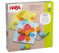 Haba Juego de enhebrar Animales de Madera - Diversión de Color y conteo para pequeños Aficionados a los Hilos a Partir de 18 Meses - 4 Tarjetas de diseño y 20 Piedras de Madera - 2012248001