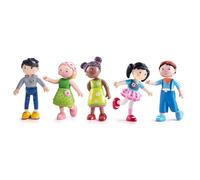 HABA Little Friends Best Friends - Juego de 5 muñecas Bendy, articulables para mayores de 3 años, figuras en miniatura de plástico suave y personas de casa de muñecas
