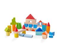 HABA Mis Primeros Bloques de construcción - 46 Bloques de Madera de Colores con Bolsa de algodón - Fabricado en Alemania - para niños a Partir de 1 año - Promueve la motricidad Fina - 2010877001