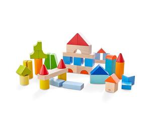 HABA Mis Primeros Bloques de construcción - 46 Bloques de Madera de Colores con Bolsa de algodón - Fabricado en Alemania - para niños a Partir de 1 año - Promueve la motricidad Fina - 2010877001