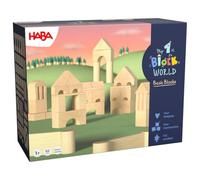 Haba My 1st Block World - Juego de Bloques de construcción Extra a Partir | Primer juego de juguetes de madera con 62 piezas para niños pequeños de madera de haya