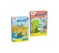 HABA Puzzle con figuras de madera, 2 unidades, con figuras de madera: dinosaurios (Babydino) y niños de animales (pato) a partir de 2 años