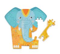 HABA Puzzle de Elefante 2 en 1: Rompecabezas de Madera de Ambos Lados con Motivos de Animales africanos - Fomenta la Creatividad y la motricidad - Montessori Juguetes para niños a Partir de 3 años -